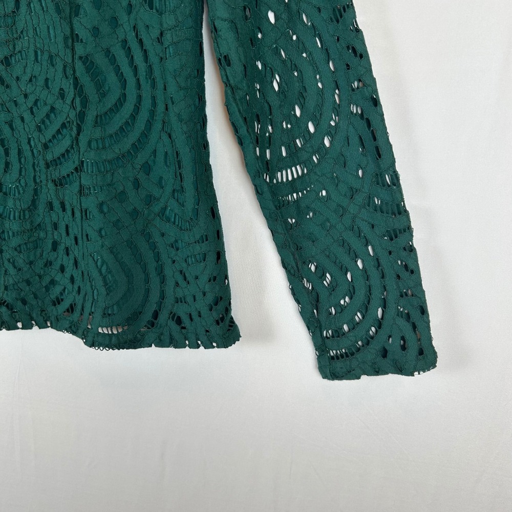 Boden Lace Overlay Long Sleeve‎ Top Green US 10 UK 14 Sheath Back Zip - Picture 8 of 10